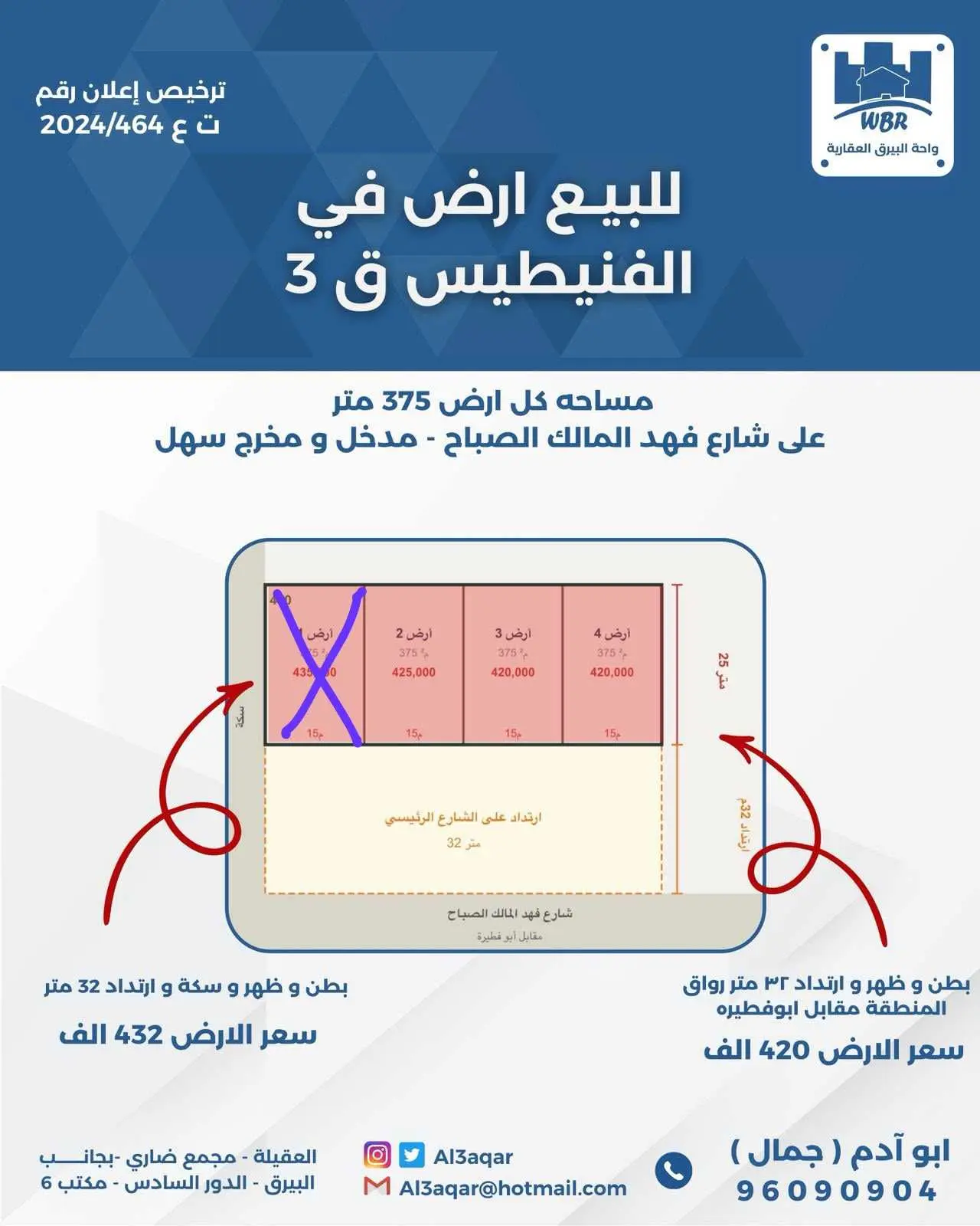 للبيع ارض في الفنيطيس قطعه 3 