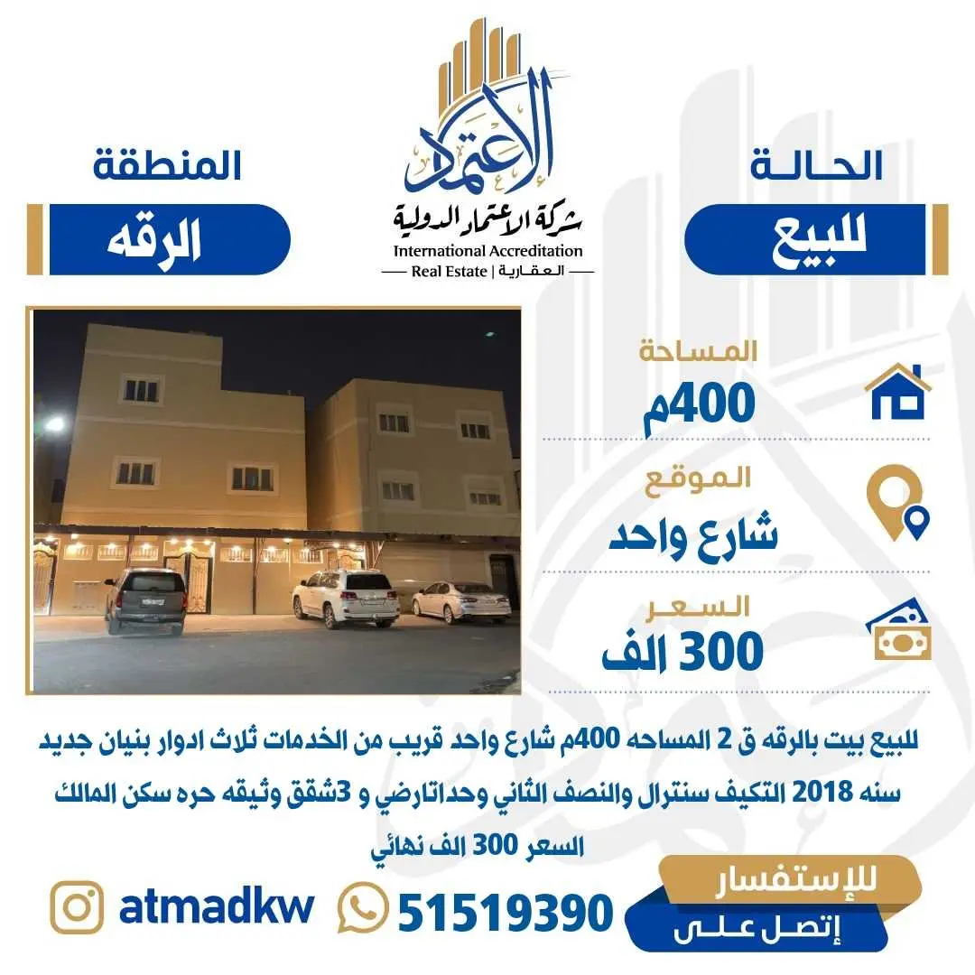 للبيع بيت بالرقه