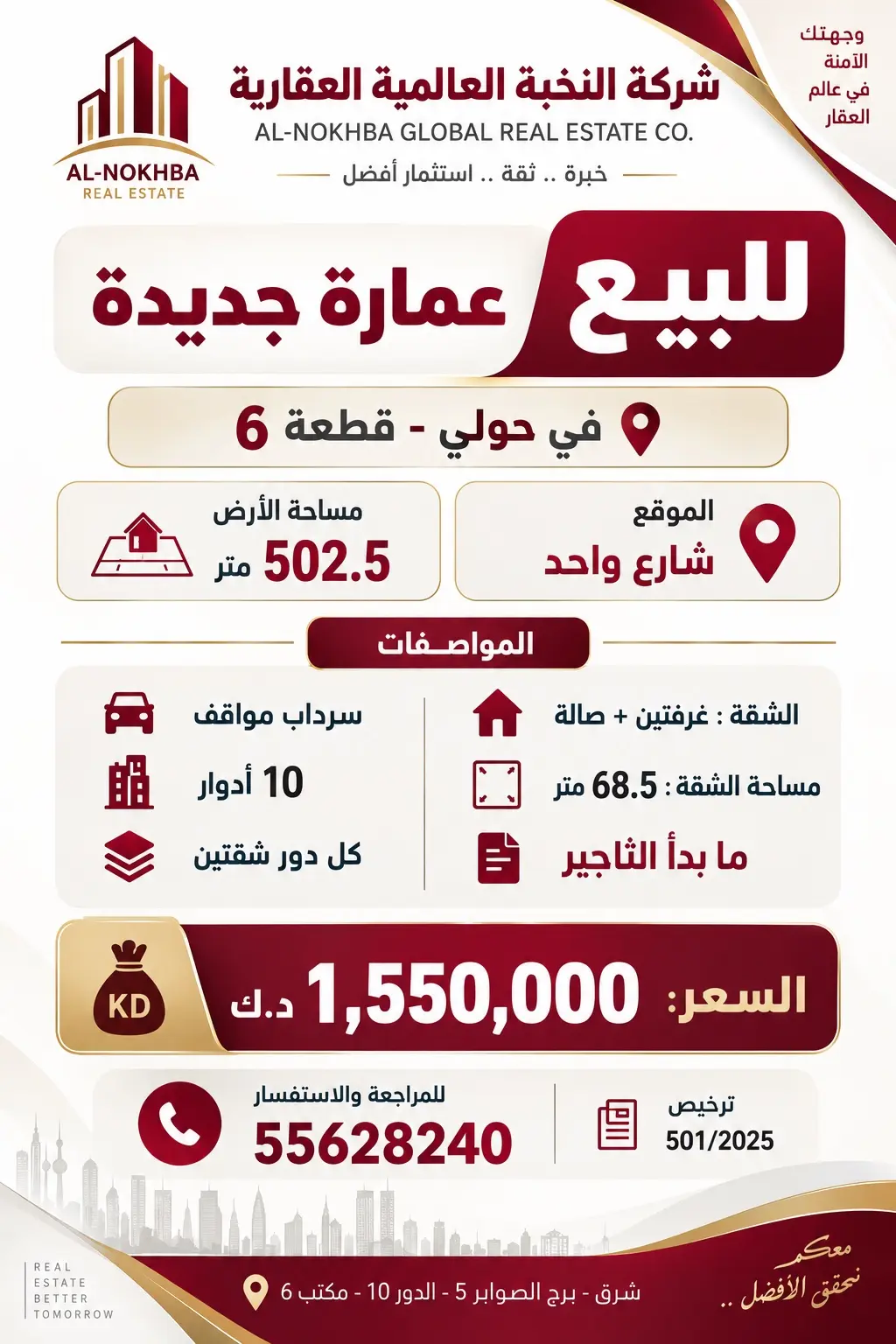 للبيع عماره جديده بحولي