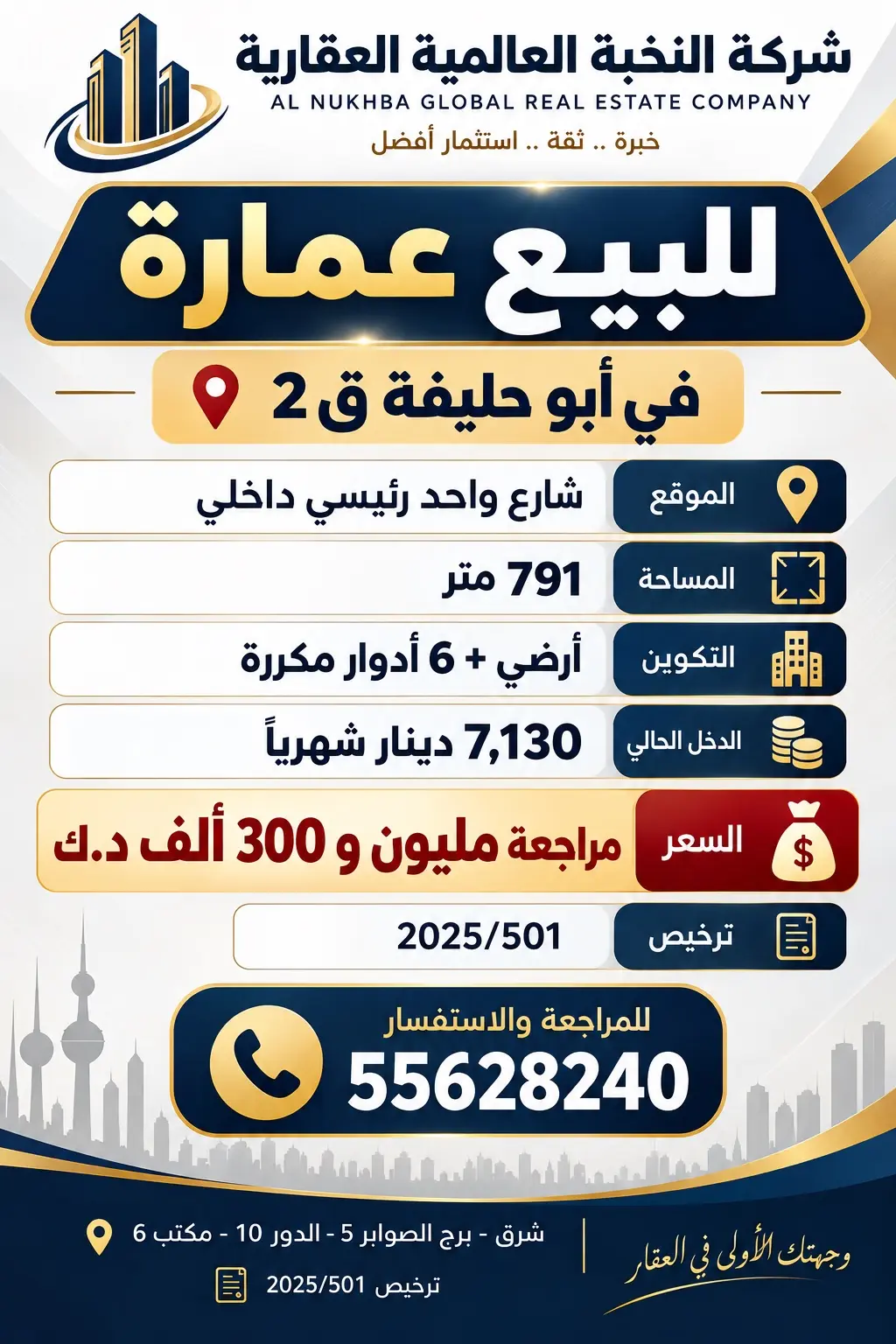 للبيع عماره في ابو حليفه